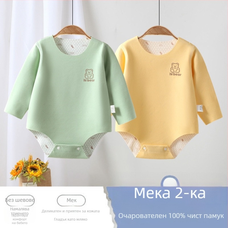 Унисекс ромпер за новородени от Corduroy с 96% заешка коса, дълги ръкави, пролетен сезон