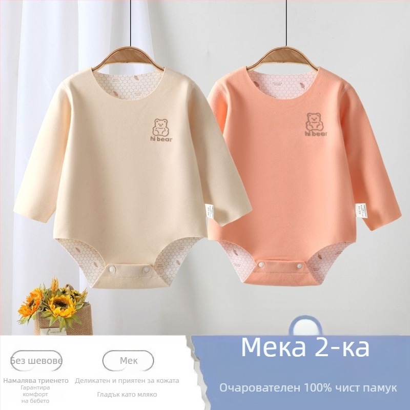 Унисекс ромпер за новородени от Corduroy с 96% заешка коса, дълги ръкави, пролетен сезон