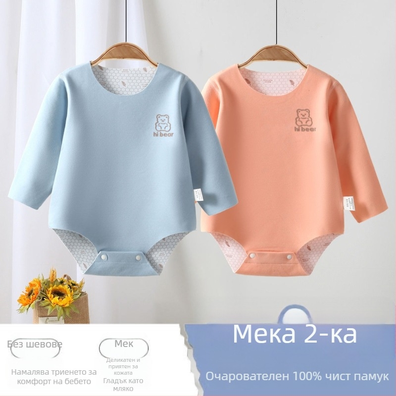 Унисекс ромпер за новородени от Corduroy с 96% заешка коса, дълги ръкави, пролетен сезон