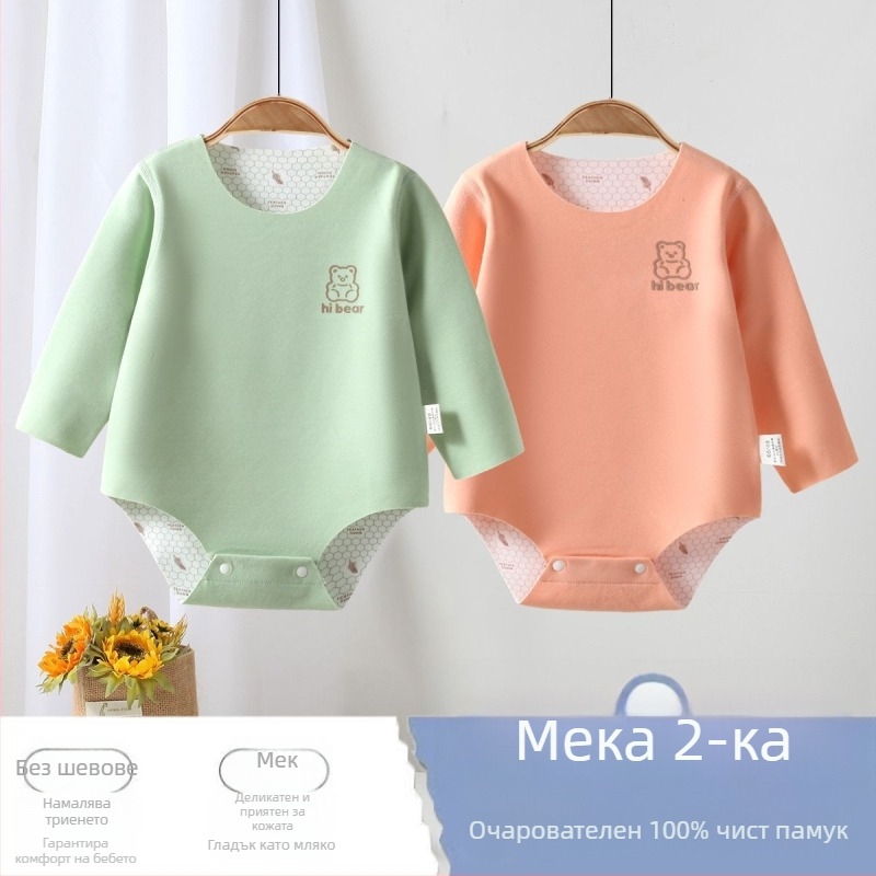 Унисекс ромпер за новородени от Corduroy с 96% заешка коса, дълги ръкави, пролетен сезон