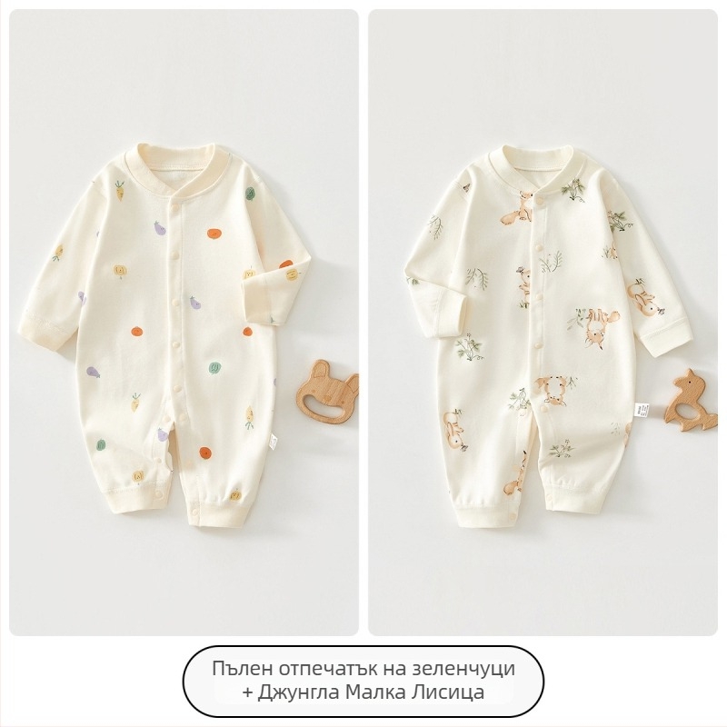 Новородено 100% памук дълги ръкави гащеризон-ромпер – унисекс, пролетно-есенен модел
