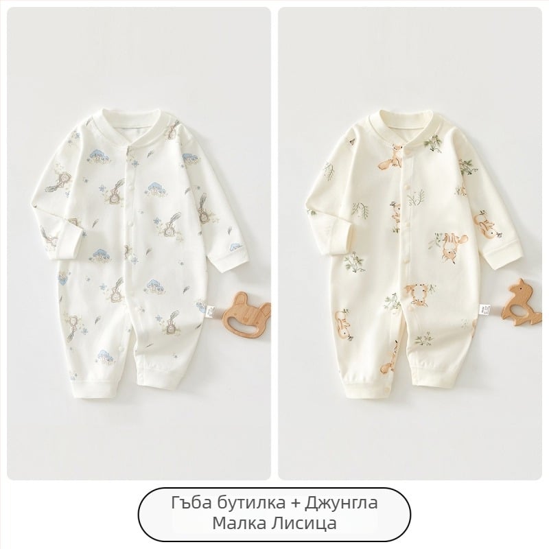 Новородено 100% памук дълги ръкави гащеризон-ромпер – унисекс, пролетно-есенен модел