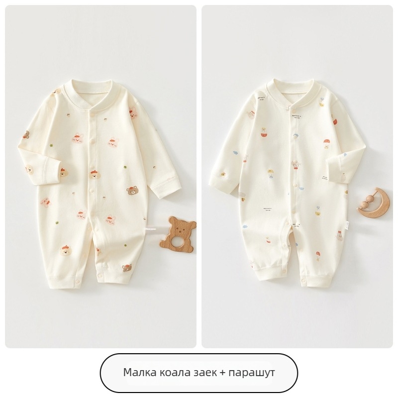 Новородено 100% памук дълги ръкави гащеризон-ромпер – унисекс, пролетно-есенен модел