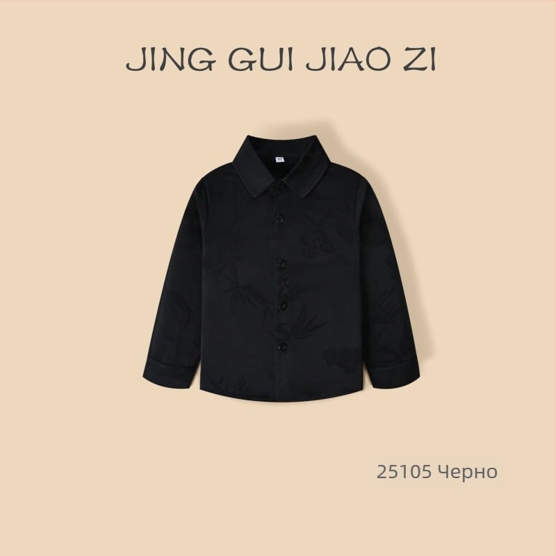 Момчешка дълъг ръкав памучна риза с райета, лаповидна яка, 100% памук, мека обработка, за пролет и есен, за деца 3–8 години