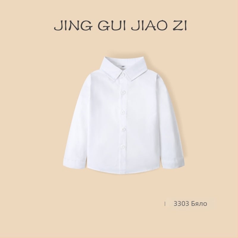 Момчешка дълъг ръкав памучна риза с райета, лаповидна яка, 100% памук, мека обработка, за пролет и есен, за деца 3–8 години