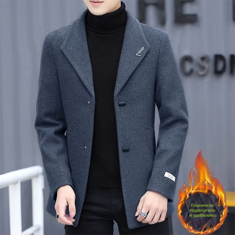 Палто Corduroy с ленено съдържание, еднобортово закопчаване, върху сако яка