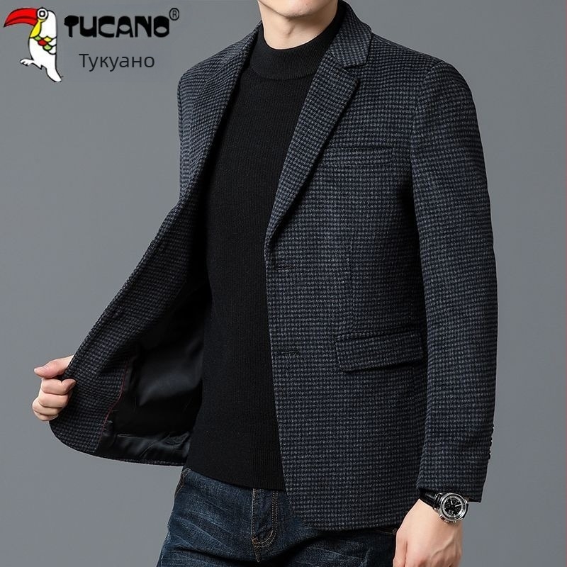 Палто Corduroy с ленено съдържание, еднобортово закопчаване, върху сако яка