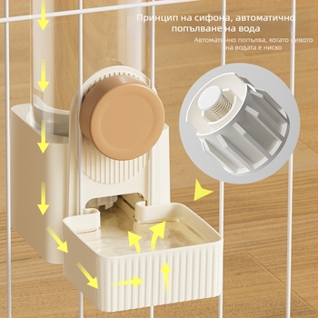 Пластмасов автоматичен хранилник и диспенсър за вода за домашни любимци за подвесна клетка, универсален за всички видове животни, марка Craftsman's quality.