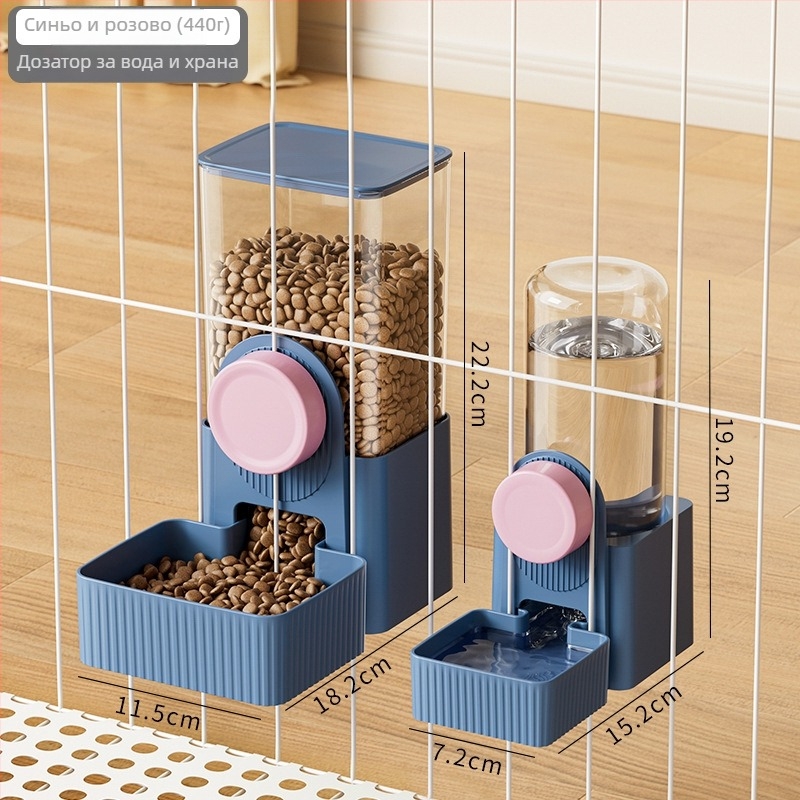 Пластмасов автоматичен хранилник и диспенсър за вода за домашни любимци за подвесна клетка, универсален за всички видове животни, марка Craftsman's quality.