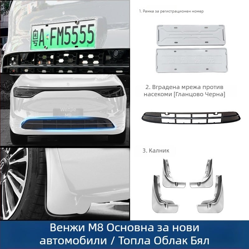 Рамка за регистрационен номер Wenjie M8 (ъпгрейд версия) – пластмасова, рамка с пълен кант, съвместима с 25 модела Wenjie M8