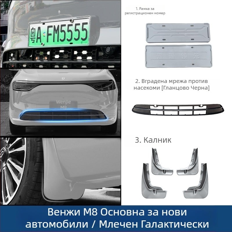 Рамка за регистрационен номер Wenjie M8 (ъпгрейд версия) – пластмасова, рамка с пълен кант, съвместима с 25 модела Wenjie M8