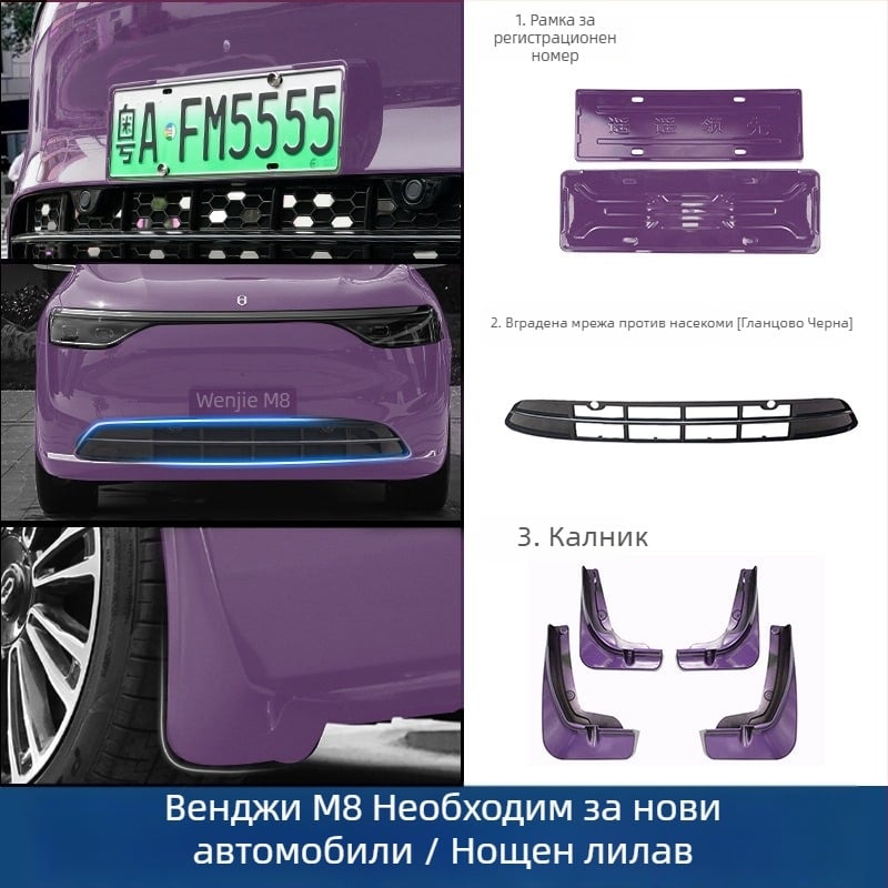 Рамка за регистрационен номер Wenjie M8 (ъпгрейд версия) – пластмасова, рамка с пълен кант, съвместима с 25 модела Wenjie M8