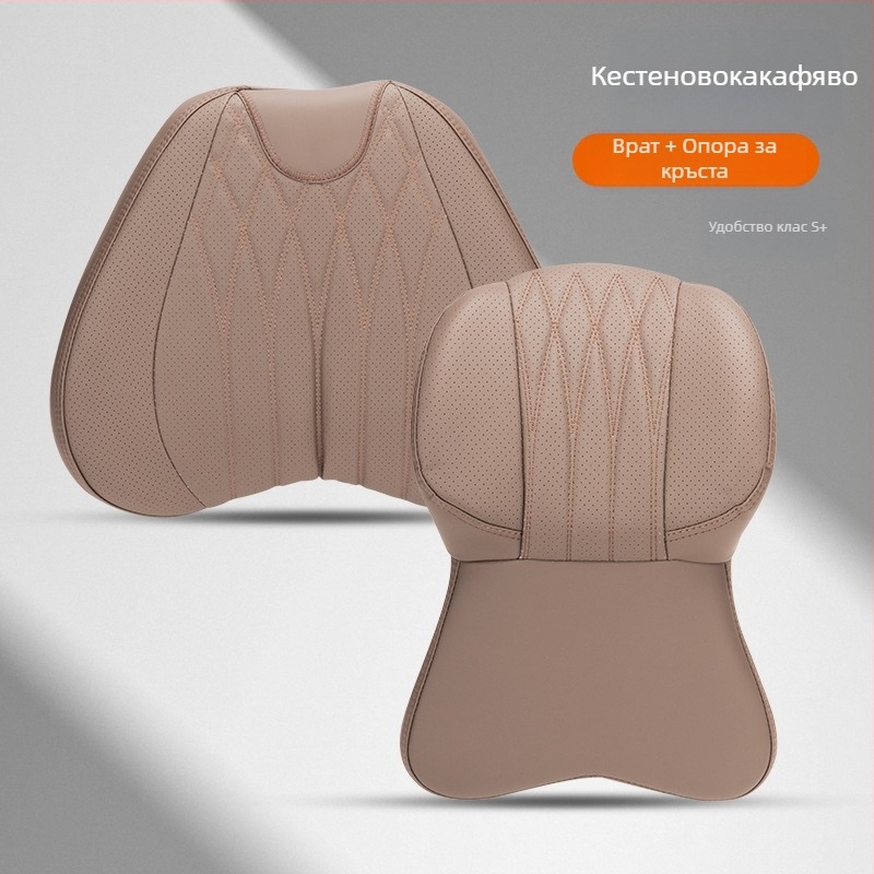 Автомобилна възглавничка за глава и шия с паметна пяна, изкуствена кожа, универсална поддръжка, за всички сезони, персонализирана