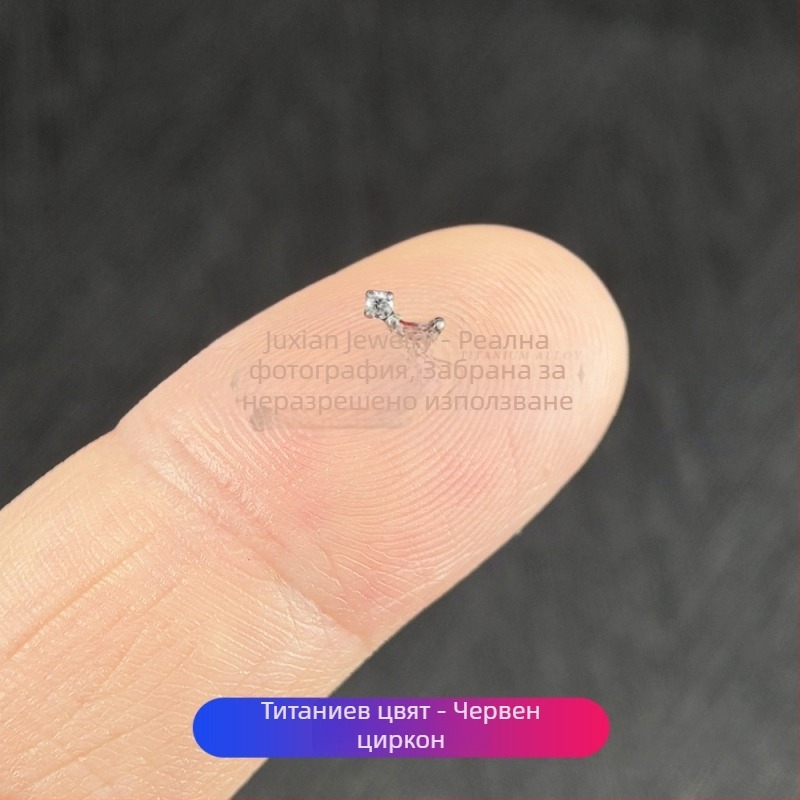 Комплект пирсинг бижута от титиева сплав с циркония – геометрични унисекс обеци, носни и устни пирсинг пръчки, вътрешна резба, чистота G23