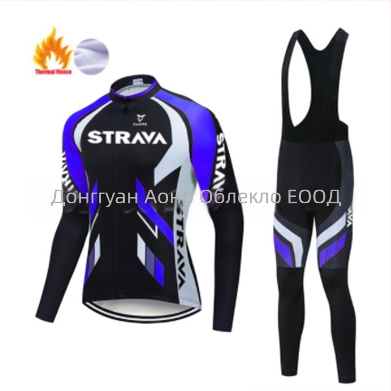 Унисекс презрамкови панталони за колоездене с подплата, дълги ръкави, зимно топли