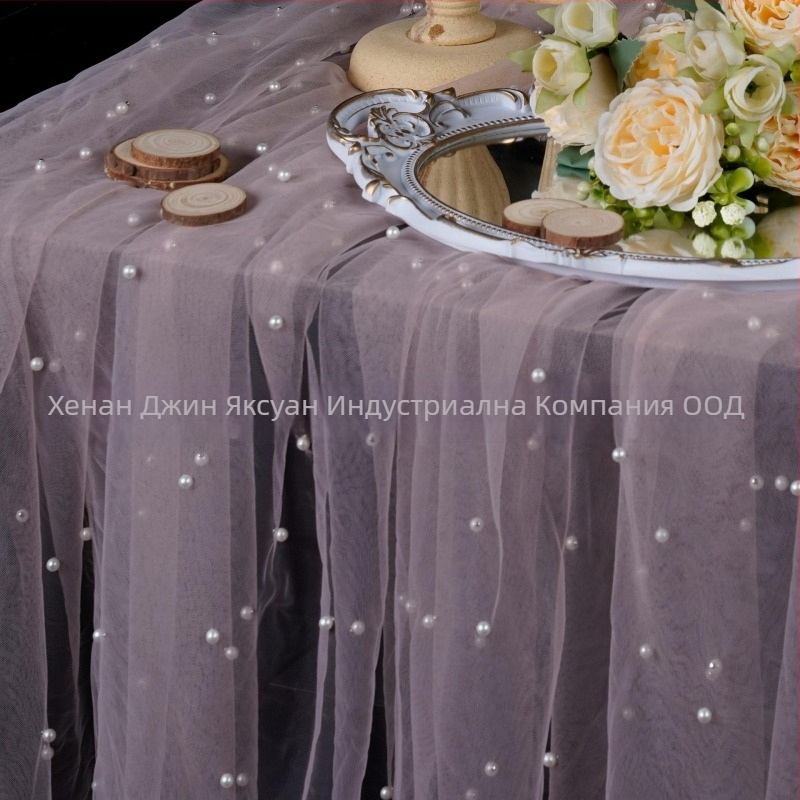 Table Runner – Бохемска дантела с перлен тюл, 100% полиестер, полиестерно влакно, персонализируемо; подходящ за дневна, кабинет, открито, ресторант и детска стая