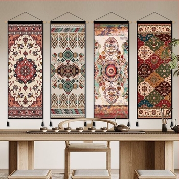 Гоблен за стена: етно стил с марокански мотиви; Материал: Tencel (Lyocell); Основна тъкан: 100% памук; Нетъкан текстил; Ръчно пране.