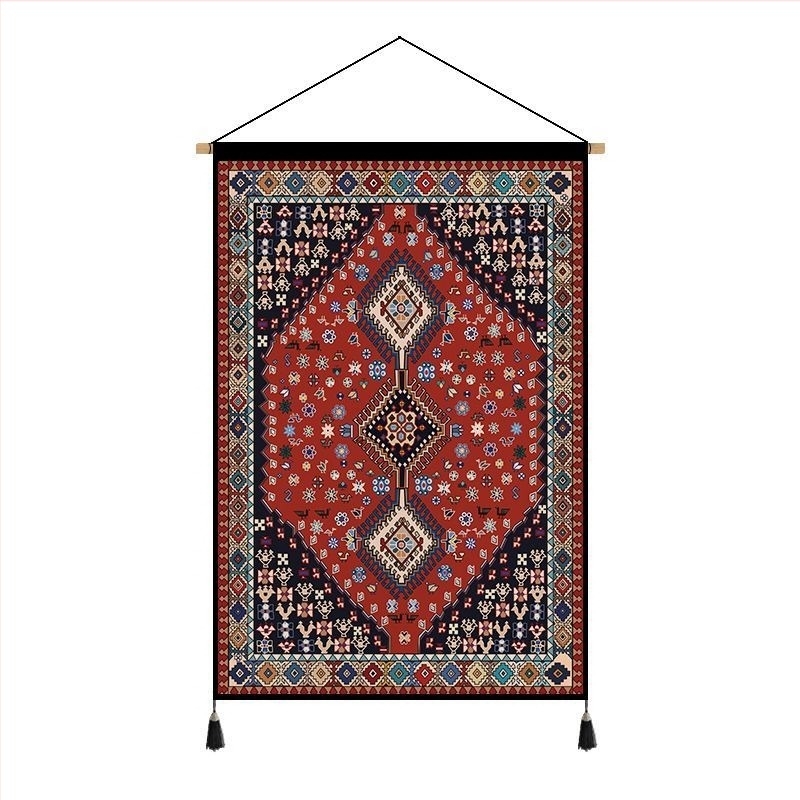 Гоблен за стена: етно стил с марокански мотиви; Материал: Tencel (Lyocell); Основна тъкан: 100% памук; Нетъкан текстил; Ръчно пране.