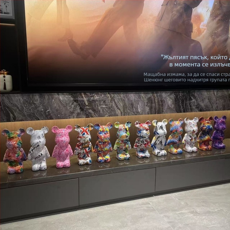 Декоративно мече за детска стая - пластмасова фигурка, стил лукс, инжекционно формована (Материал: пластмаса; Технология: инжекционно формоване; Стил: лукс; Подходящ за подарък: рождени дни, нов дом, пътуване)