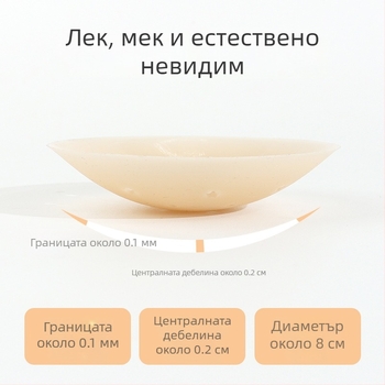 Силиконови лепенки за бюст - ултра тънки, проветряващи и незабележими; кръгла форма на зърното, лъскаво покритие и дизайн с дупки.