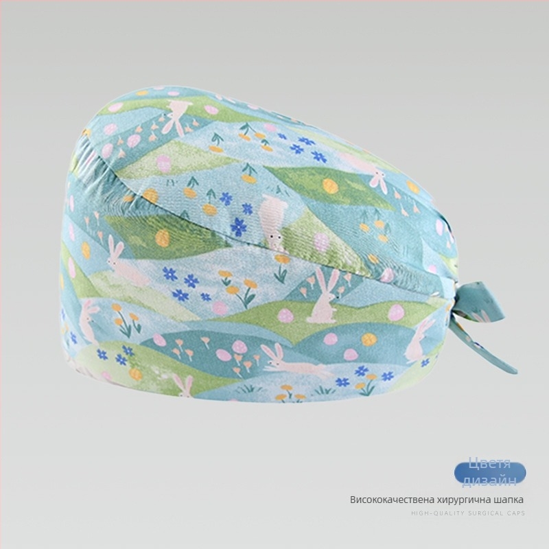 Хирургическа шапка от памук, унисекс, плосък връх, дишаща и попиваща пот