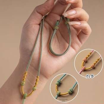 Въжено колие с висулка, ръчно плетено, регулируем шнур, Craftsman бижута, есен 2024