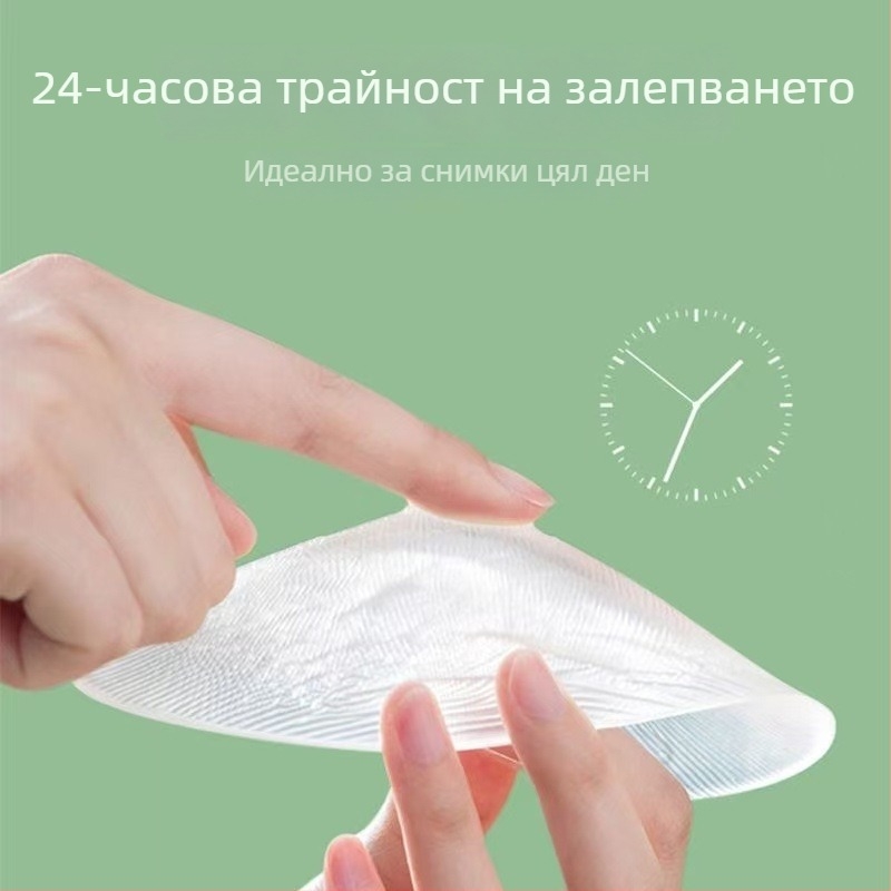Силиконови лепенки за бюст - невидими, стягащи; с утолщена дебелина; прозрачен, лъскав; кръгла форма на зърното