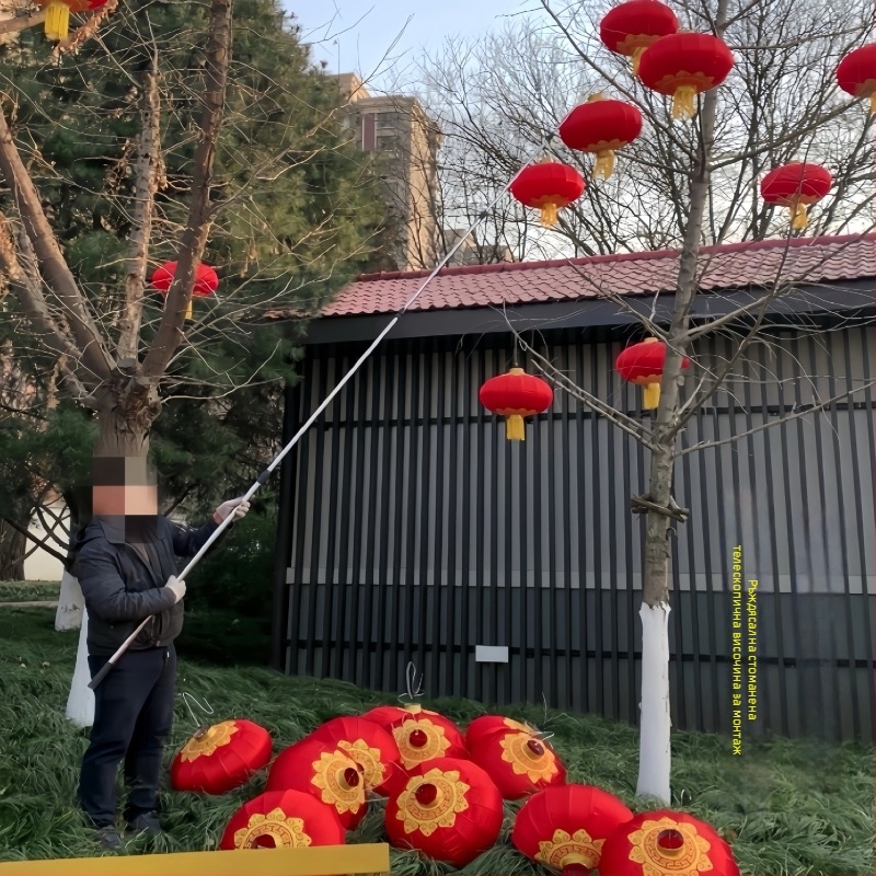 Телескопичен прът за окачване на фенери, за външна употреба, фенер с форма на зимен диня, Silk Screen печат, Нов китайски стил