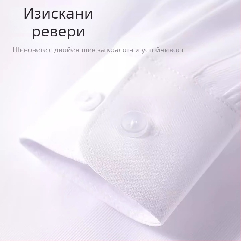 Детска риза с дълги ръкави за училищна униформа, корейски стил, мека обработка на тъканта, памук 30% смес, зима 2025