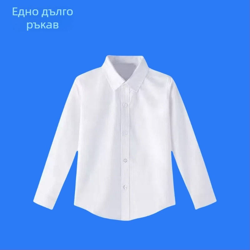 Детска риза с дълги ръкави за училищна униформа, корейски стил, мека обработка на тъканта, памук 30% смес, зима 2025