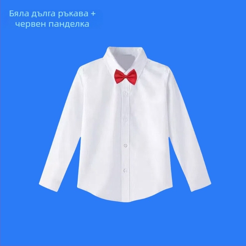 Детска риза с дълги ръкави за училищна униформа, корейски стил, мека обработка на тъканта, памук 30% смес, зима 2025