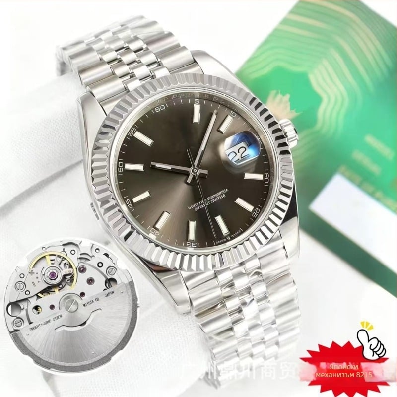 Мъжки механичен часовник с механизъм 8215, сапфирено стъкло, водоустойчив, корпус и гривна от неръждаема стомана, светещ циферблат