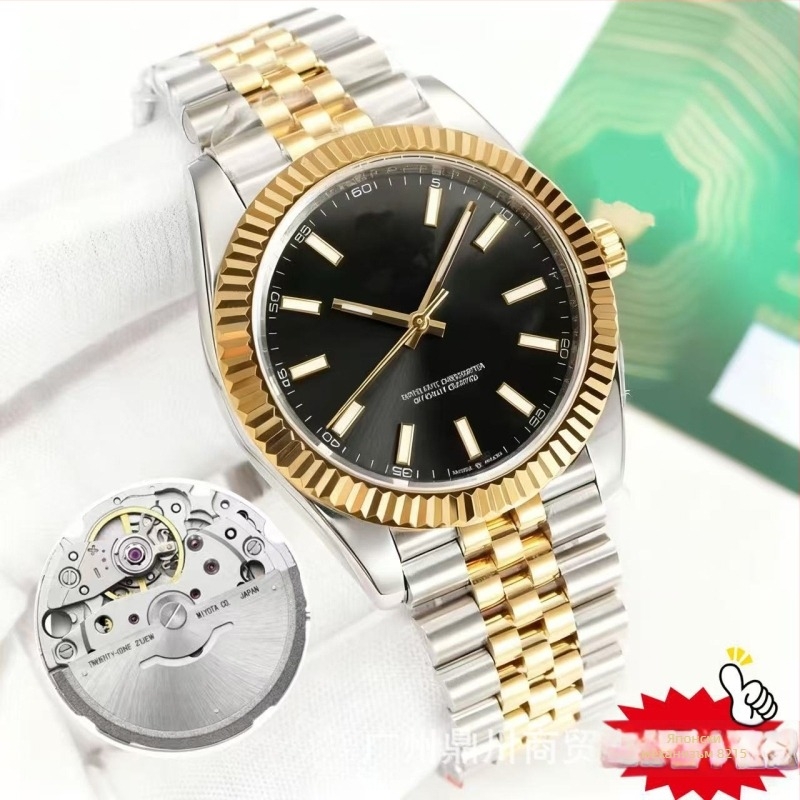 Мъжки механичен часовник с механизъм 8215, сапфирено стъкло, водоустойчив, корпус и гривна от неръждаема стомана, светещ циферблат