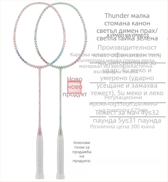 Li-Ning Бадминтон ракета – карбонова рамка, тегло 80–84 g, ръкохватка G5, праволинеен дизайн, подходяща за аматьори и средно напреднали, за бадминтон и тенис на маса