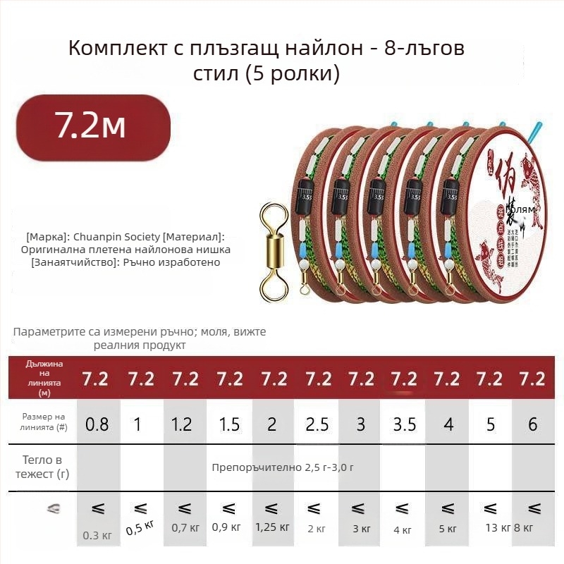 Комплект невидима риболовна линия за шарани — материал: найлон