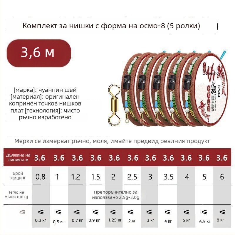 Комплект невидима риболовна линия за шарани — материал: найлон