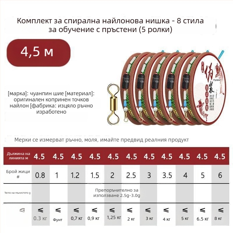 Комплект невидима риболовна линия за шарани — материал: найлон