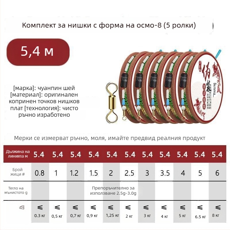 Комплект невидима риболовна линия за шарани — материал: найлон