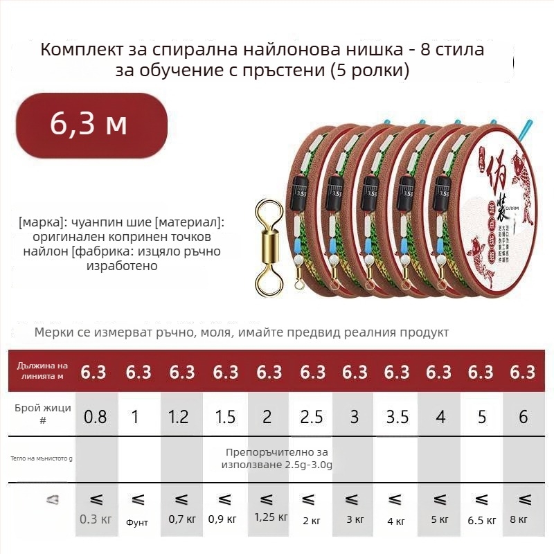 Комплект невидима риболовна линия за шарани — материал: найлон