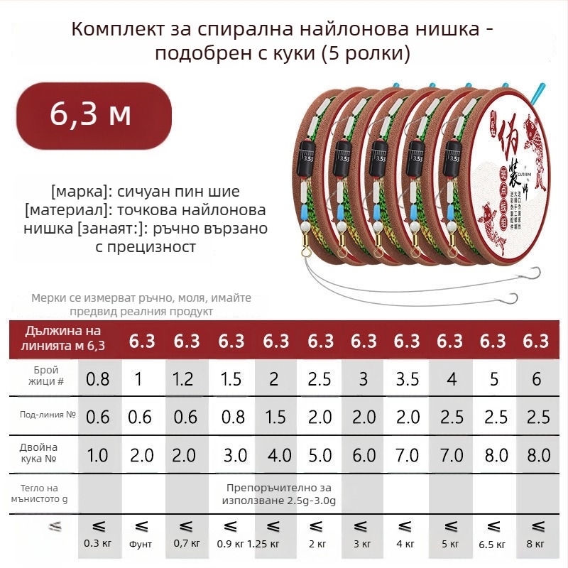Комплект невидима риболовна линия за шарани — материал: найлон