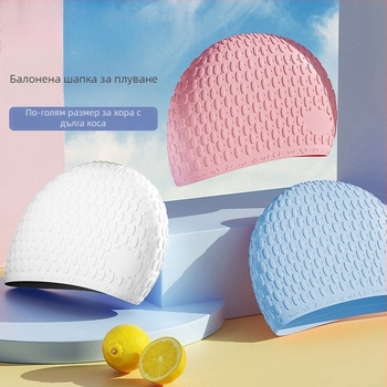Силиконова шапка за плуване за възрастни, точков модел, подходяща за плуване