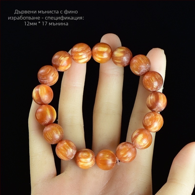 108-мъниста гривна от Blood Dragon Wood в китайски стил с янтарни вложки