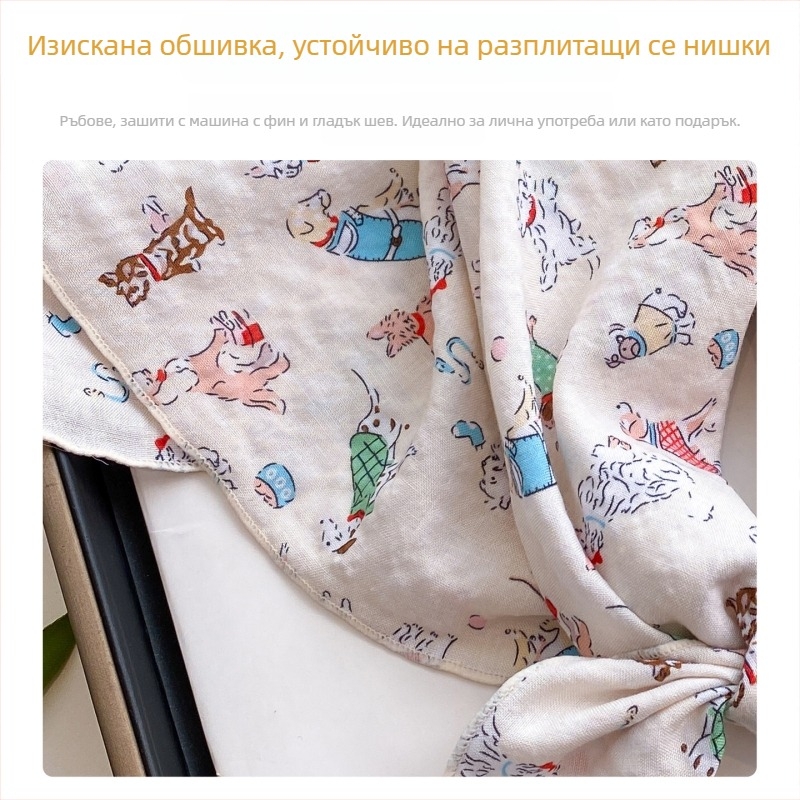 Детски памучно‑ленени ленти за глава и шалчета, унисекс, плътна тъкан, есен