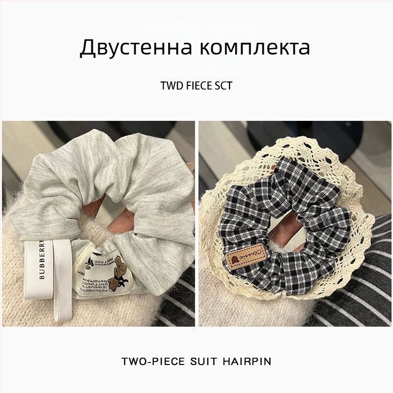 Ластик за коса с флорална велурена материя за кок или плитка – деца, винтидж стил, пролет 2025