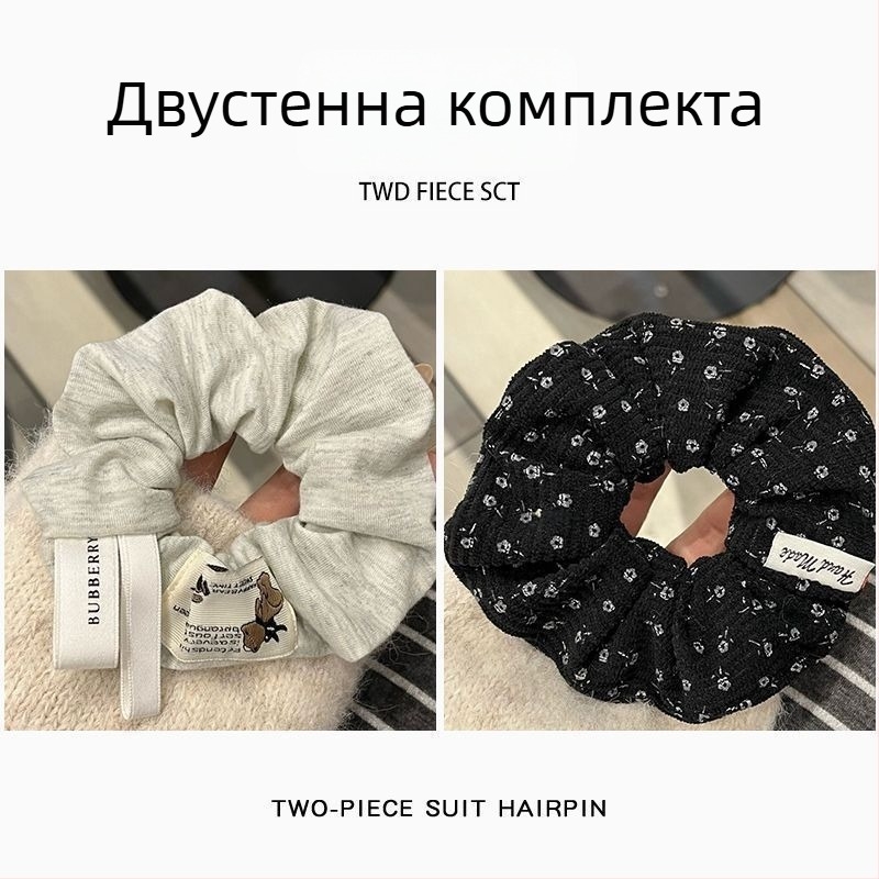 Ластик за коса с флорална велурена материя за кок или плитка – деца, винтидж стил, пролет 2025