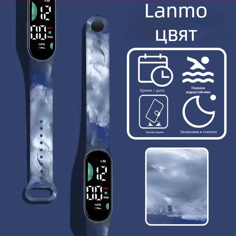 Детска смарт гривна – крачкомер, мониторинг на сърдечен ритъм, презареждаща се, Android съвместим, силиконов каиш, алуминиев корпус