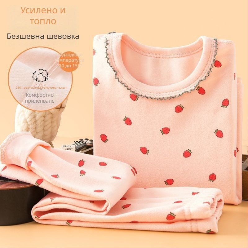 Детски дебел есенен комплект топ и долнище за базов слой – за момчета; термобельо, лен и зайчи пух