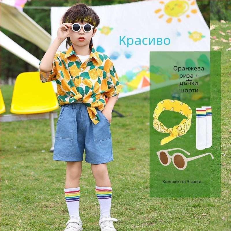 Детски сценичен костюм в хонгконг стил за танцови изпълнения — унисекс, за деца 3-8 г., летен сезон, памучно-полиестерна смес, основен полиестер