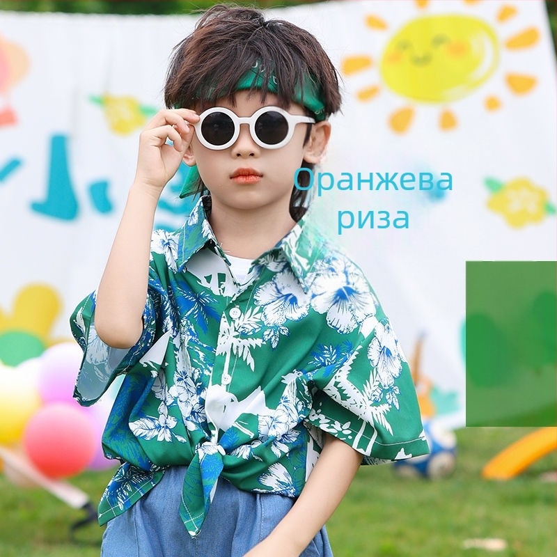 Детски сценичен костюм в хонгконг стил за танцови изпълнения — унисекс, за деца 3-8 г., летен сезон, памучно-полиестерна смес, основен полиестер