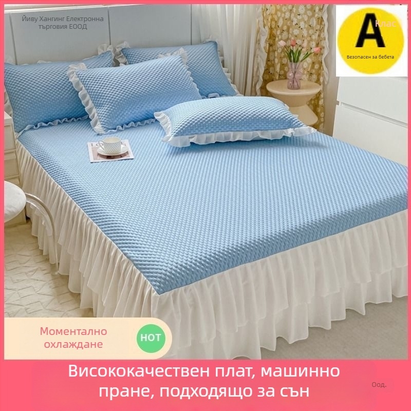Ice Silk Mat Set, тричастен летен охлаждащ мат, сгъваем, стил лукс; Материал: вискоза Ice Silk; Тъкане: печат